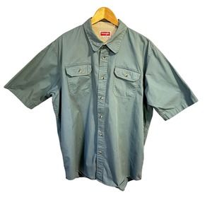 Men’s Wrangler Light Blue Wash Short Sleeve Button Down Shirt Size XL